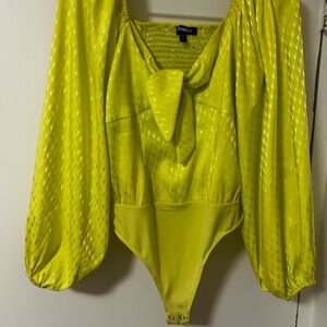 Express Yellow Bodysuit with Tie Front